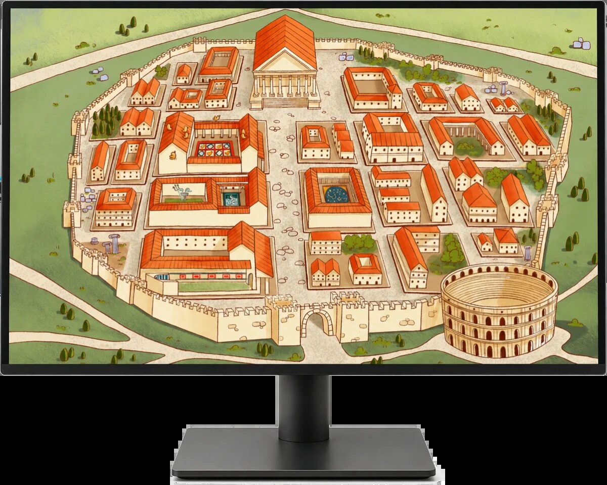 Mapa interactivo de Itálica en la pantalla del aula
